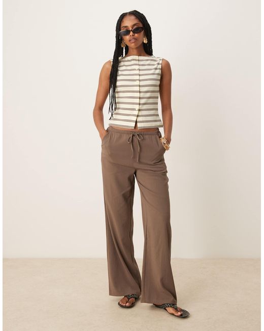 ASOS Brown Button Through Stripe Sleeveless Rib Top Co Ord