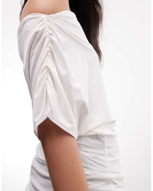 Reclaimed Vintage Gray Jersey Off Shoulder Top With Fringing