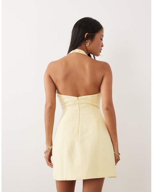 Forever New Natural Linen Mix Halter Neck Mini Dress With Hardware Detail