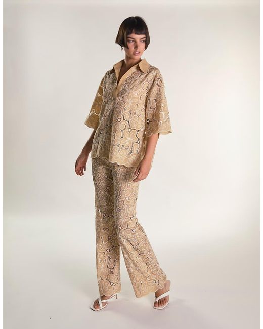 Glamorous Natural Flared Leg Trousers