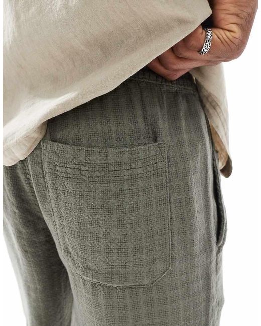Only & Sons Green Textured Linen Mix Short for men