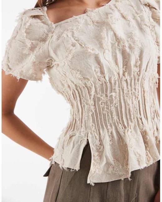 laagam Brown Vaiana Ruffle Blouse