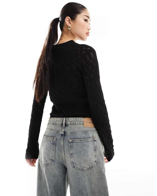 Vero Moda Black Long Sleeved Crochet Top