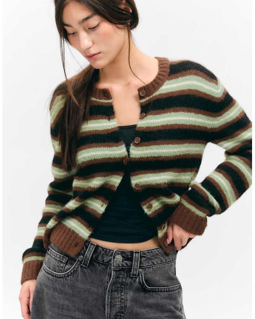Monki Green Button Front Cardigan