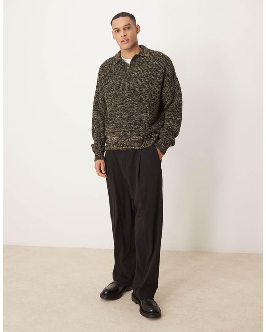 ASOS – kastiges, gestricktes oversize-polohemd in Gray für Herren