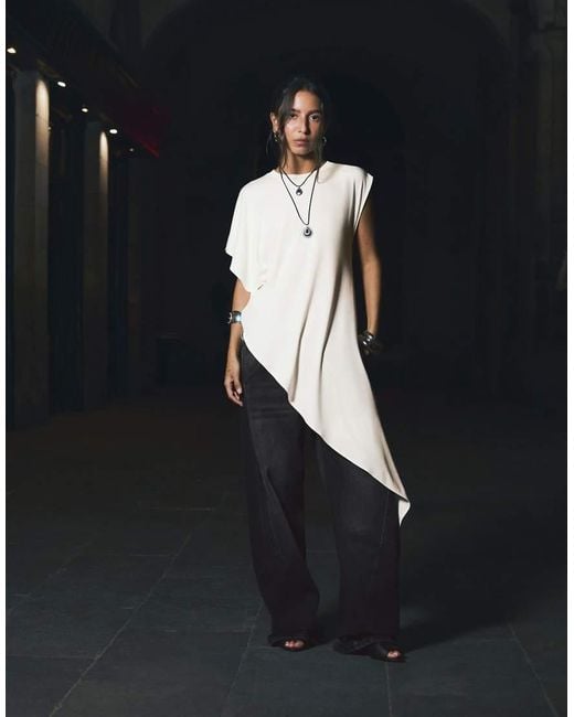 Bershka Black Long Asymmetrical T-Shirt