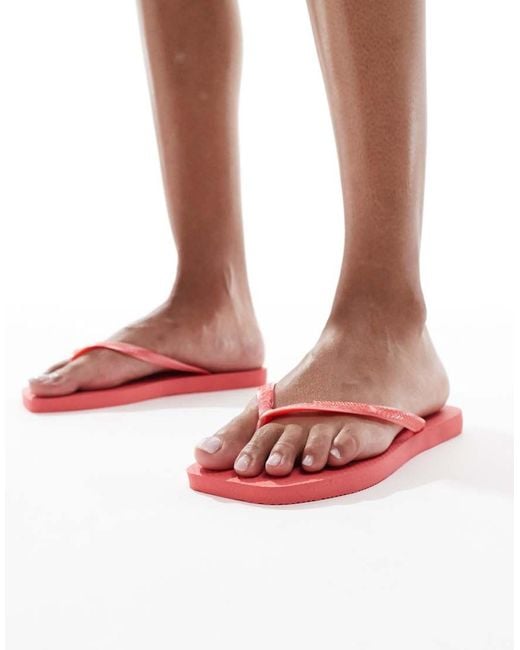 Havaianas Pink Square Toe Flip Flops