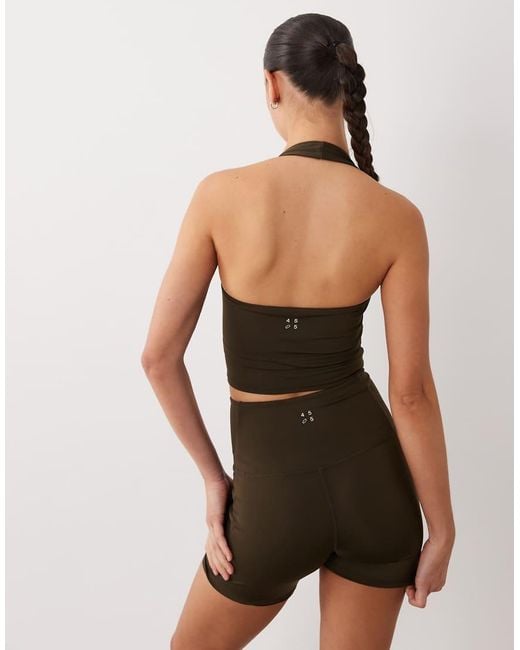 4505 Gray Active Halter Neck Performance Singlet With Inner Bra
