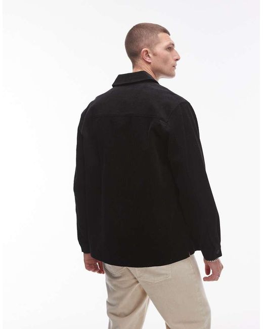 Camicia A Maniche Lunghe di Topman in Black da Uomo