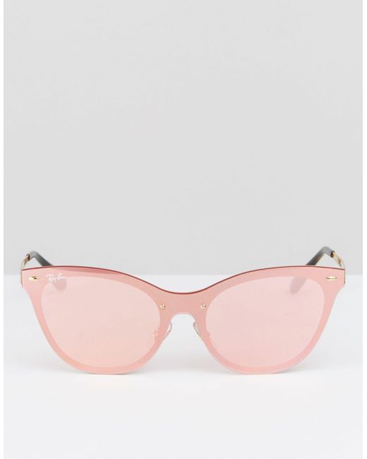 Ray ban - occhiali da sole a occhi di gatto con lenti piatte a specchio di  Ray-Ban in Rosa | Lyst