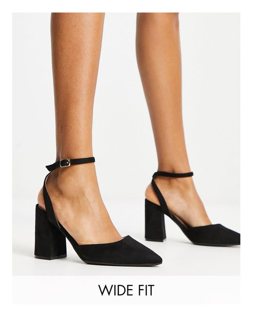 wide black block heels