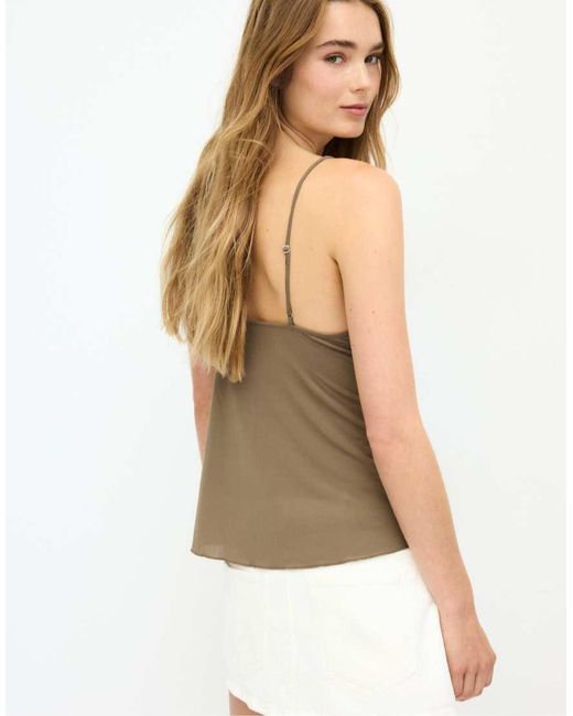 Stradivarius White Ruffled Strappy Top
