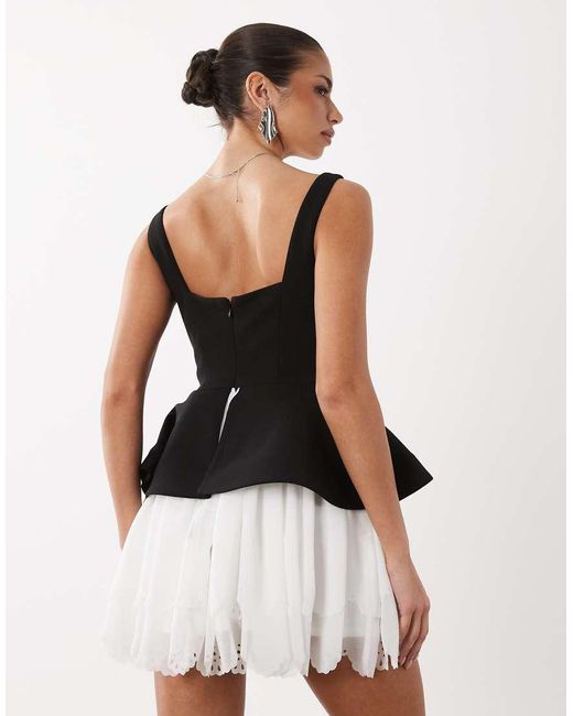 ASOS Black Mini Dress With Broderie Skirt