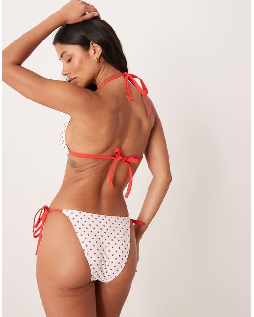 Peek & Beau Brown Polka Dot Print Triangle Bikini Top