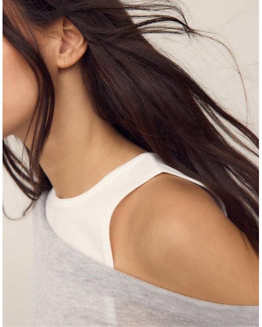 Stradivarius Gray Asymmetric Double T-shirt