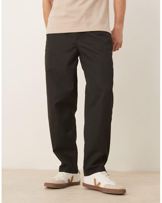 ASOS Black Tapered Fit Smart Trousers With Elasticated Waistband for men