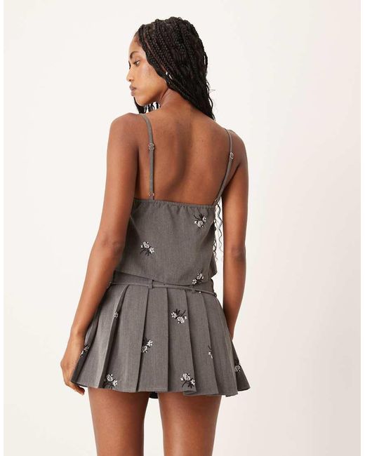 Motel Gray Madira Floral Ebroidered Co-ord Cami Top