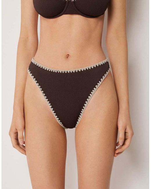 Calzedonia Black High-Waist Brazilian Bicolor Embroidery