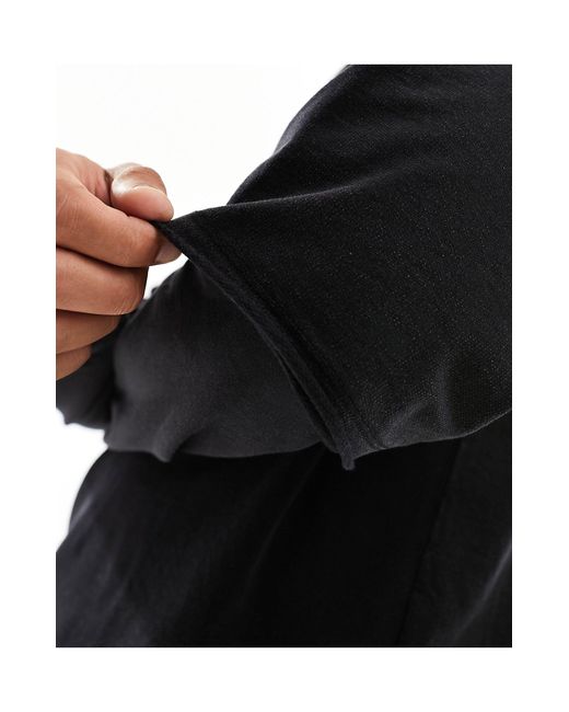 ADPT Black Oversized Double Layer Sleeve T-shirt for men