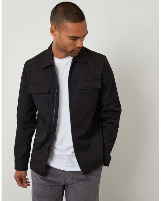 Threadbare Black Lightweight Collared Zip Up Jacket for men