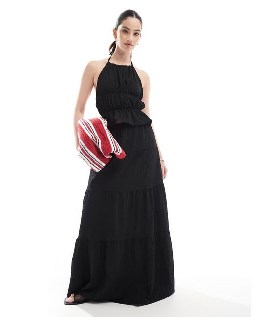 esmé studios Black Esmee Exclusive Sheer Open Back Halter Neck Beach Top Co-ord