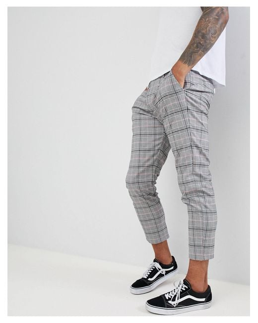 Pantalones grises con diseño a cuadros Bershka de Denim de color Gris para  hombre | Lyst