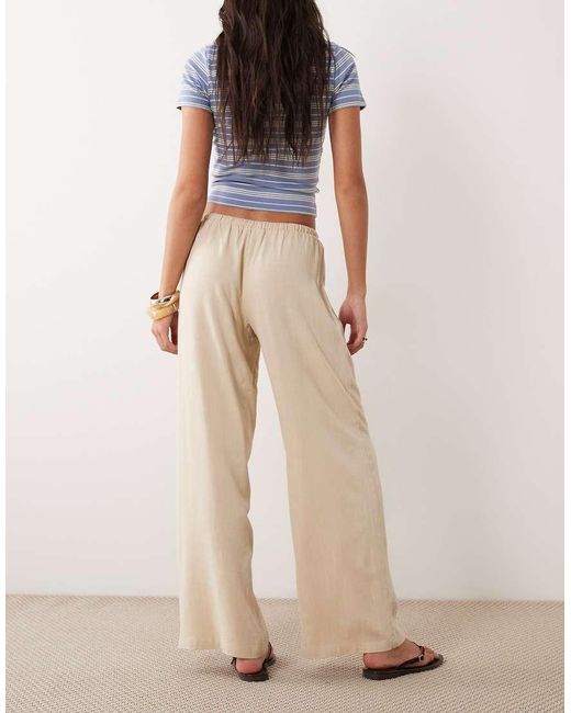 The Frolic Natural Exclusive Linen Blend Drawstring Waist Wide Leg Pants