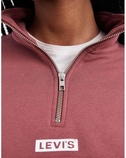 Levi's Red 1/4 Zip Logo Sweatshirt