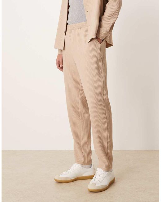 Pantalones Plisados De Corte Tapered De (Parte De Un Conjunto)-Neutro ASOS de hombre de color Natural