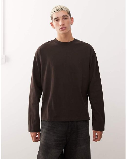 Weekday Recht T-Shirt Met Lange Mouwen in het Black voor heren