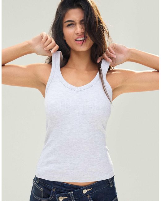 Bershka Blue – geripptes basic-trägertop