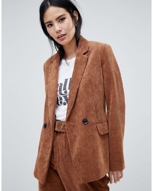 Bershka Brown – er Cord-Blazer, Kombiteil