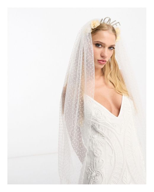 Pieces Bride To Be - Haarband Met 'love' En Sluier in het Wit | Lyst NL