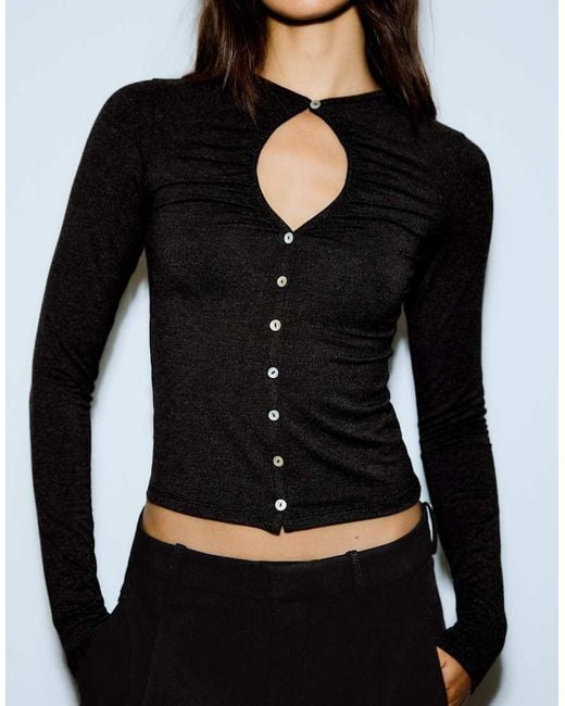 Bershka Black Jacket With Neckline Split