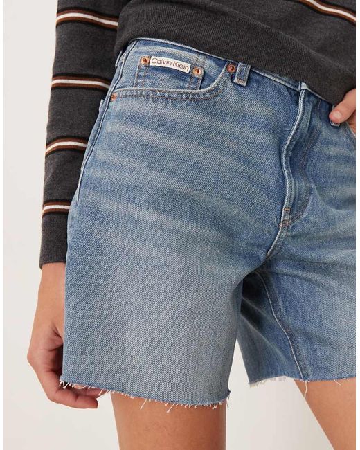Calvin Klein Blue 90S Denim Mid Length Short