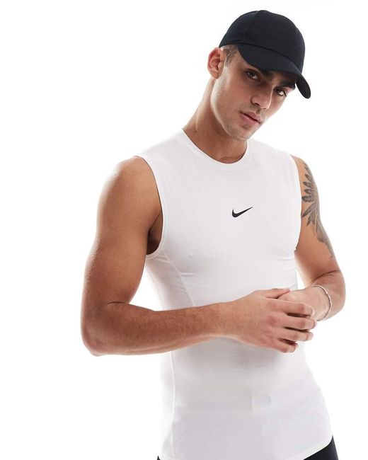 Nike White Pro Dri-fit Tight Vest for men
