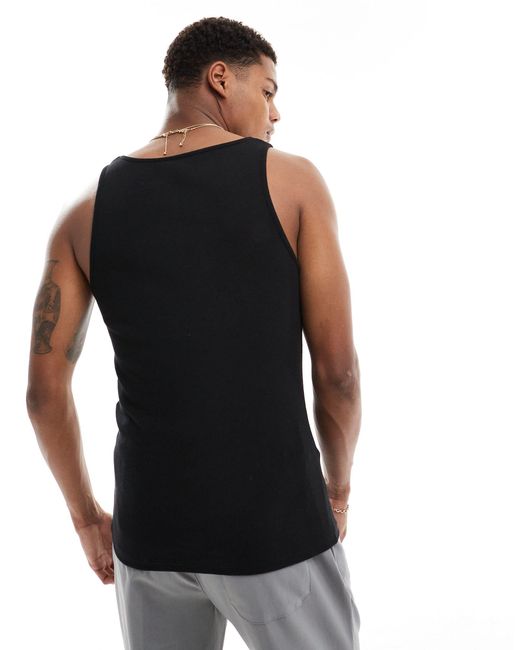 ASOS Black Muscle Fit V Neck Vest for men