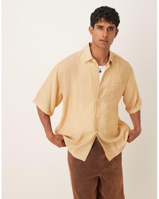 ASOS Natural Oversized Stripe Shirt for men