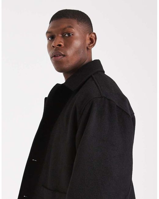 ASOS Black Oversized Wool Look Jacket for men