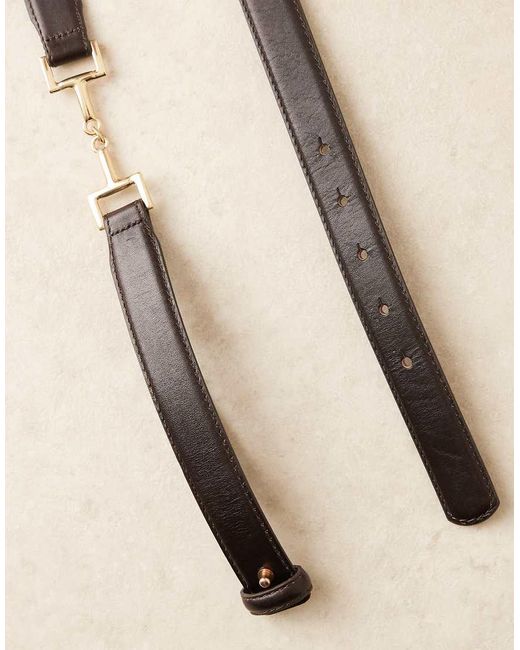 Mango Blue Leather Mix Chain Detail Belt