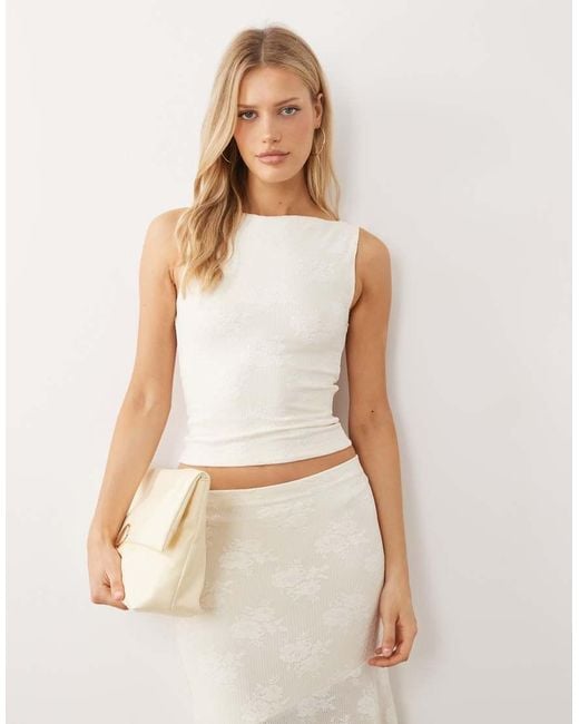 Gina Tricot Natural Co-ord Sheer Lace Sleeveless Top