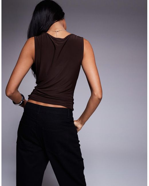 ASOS Black Slinky Cowl Drape Top