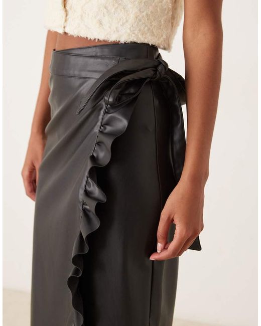 Never Fully Dressed Natural Jaspre Pu Ruffle Midi Skirt