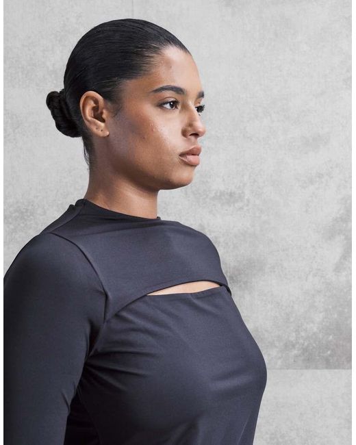 ASOS Blue Asos Design Curve Slinky Long Sleeve Top With Cut Out Detail