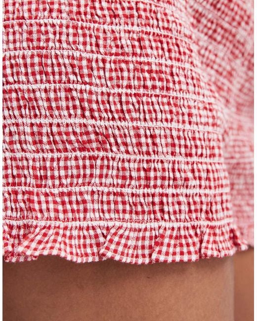 JJXX Red Seersucker Gingham Shorts