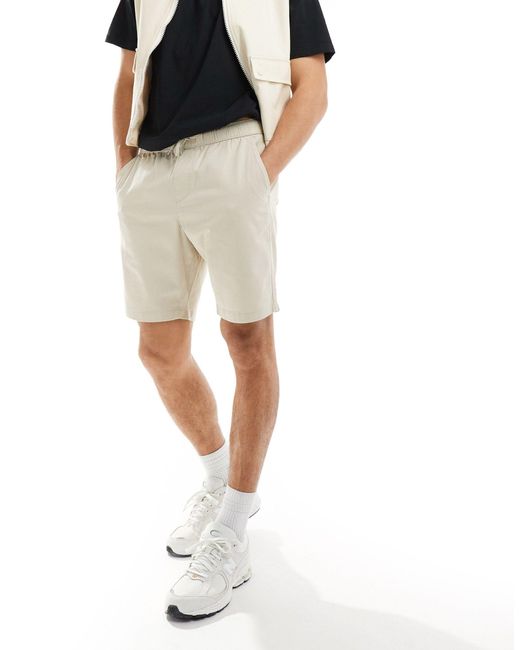 ASOS Natural Slim Regular Length Chino Shorts for men