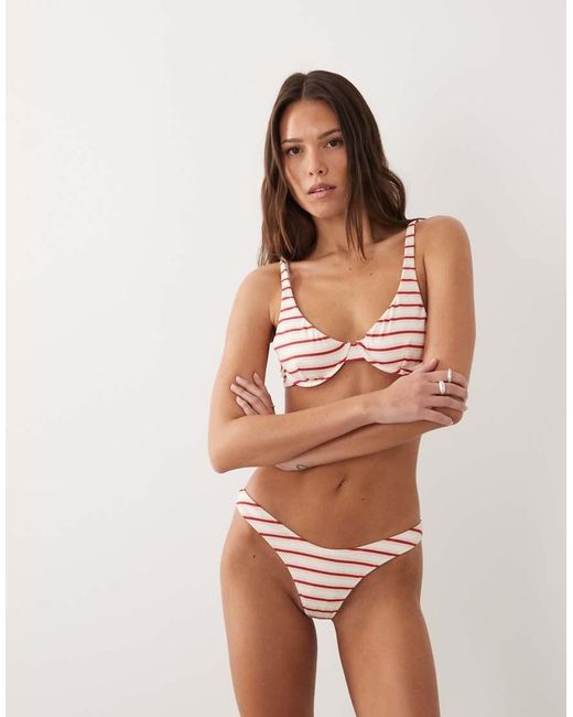 Rhythm Brown Tami Stripe High Waisted Bikini Bottoms