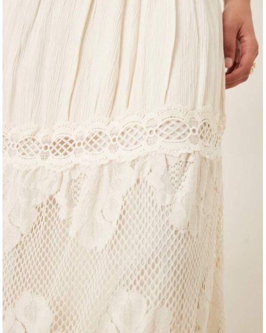 Y.A.S Natural Festival Crochet Lace Insert Boho Maxi Skirt