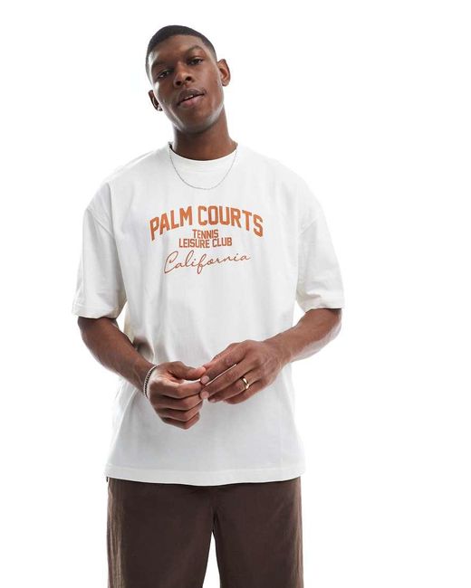 Camiseta Color Crema Extragrande Con Estampado Gráfico Deportivo De -Blanco ASOS de hombre de color White
