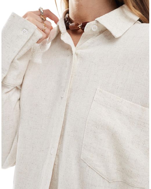 4th & Reckless White – oversize-hemd aus leinenmix